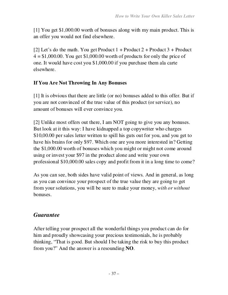 how to write your own seller letter how to make guarantee letter