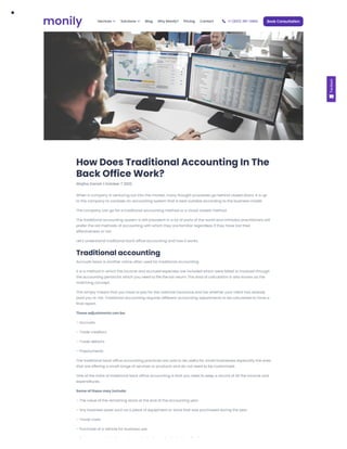 How Does Traditional Accounting In The Back Office Work?