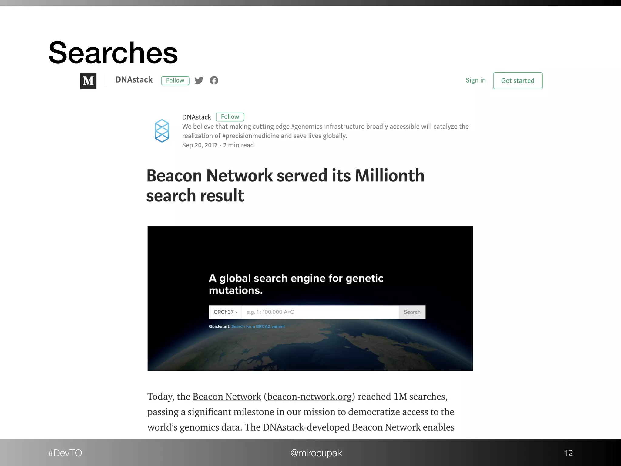 #DevTO @mirocupak !12
Searches
 