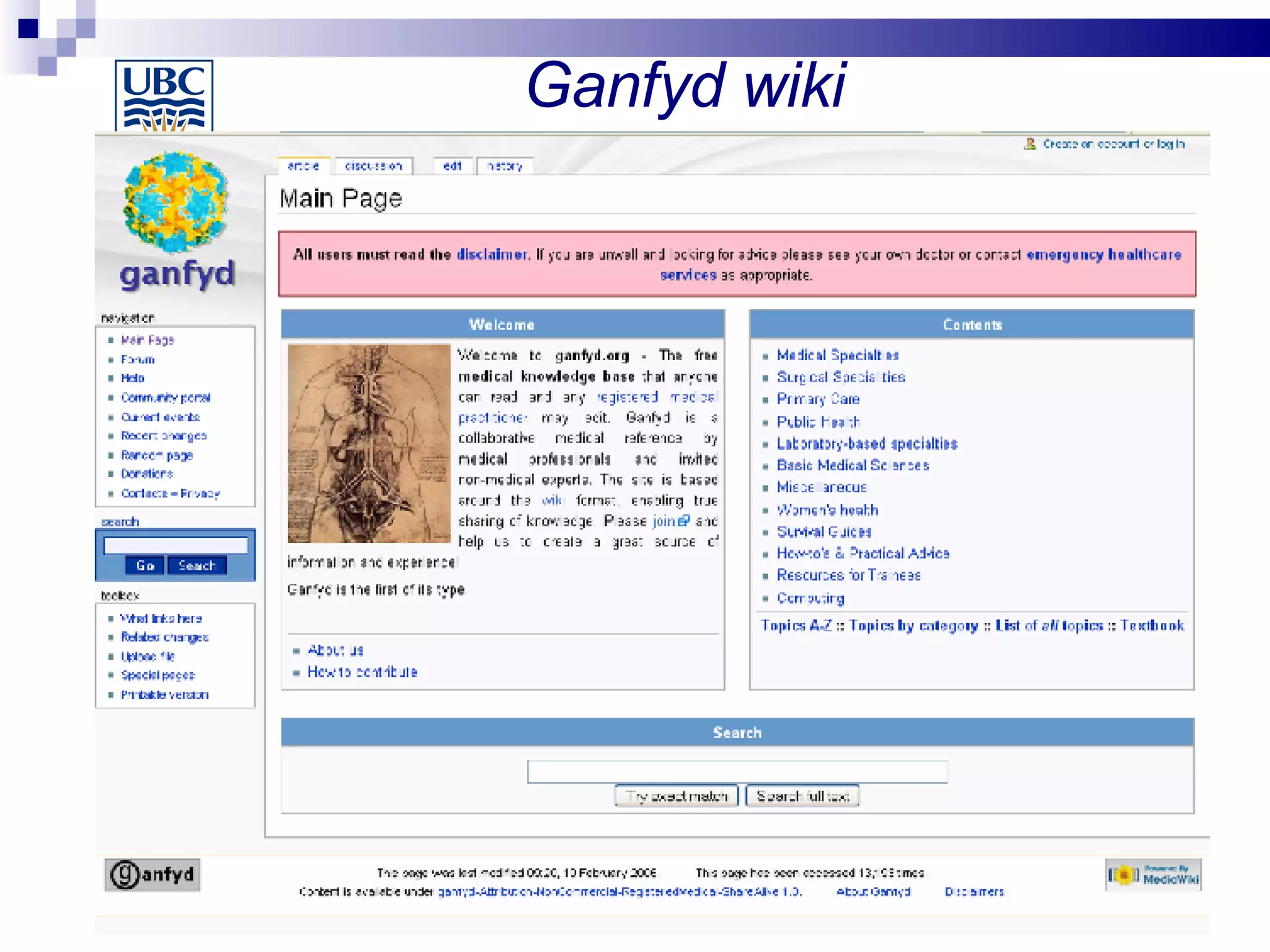 Ganfyd wiki AskDrWiki Web 2.0 & medicine, Giustini – April 2007 