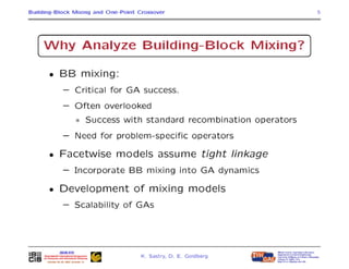 How Well Does A Single-Point Crossover Mix Building Blocks with Tight Linkage?