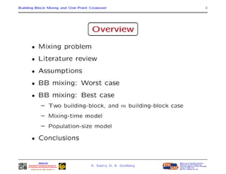How Well Does A Single-Point Crossover Mix Building Blocks with Tight Linkage?