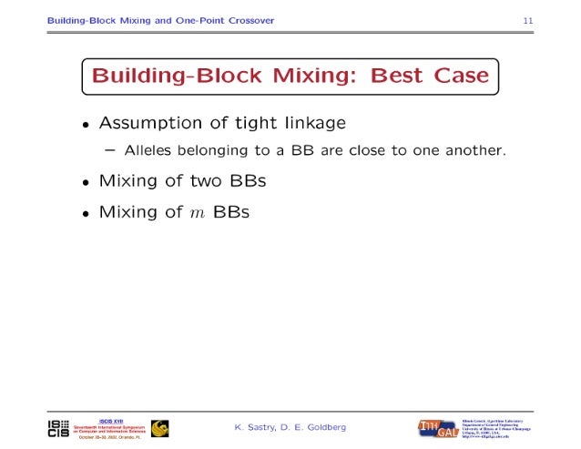 How Well Does A Single-Point Crossover Mix Building Blocks with Tight… - 웹