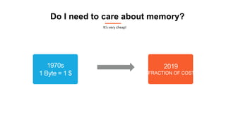 Do I need to care about memory?
It’s very cheap!
1970s
1 Byte = 1 $
2019
FRACTION OF COST
 