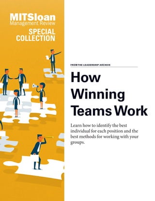 SPECIAL
COLLECTION
FROM THE LEADERSHIP ARCHIVE
Learn how to identify the best
individual for each position and the
best methods for working with your
groups.
How
Winning
TeamsWork
 