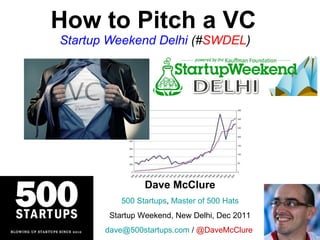 How to Pitch a VC   Startup Weekend Delhi  (# SWDEL ) Dave McClure 500 Startups ,  Master of 500 Hats Startup Weekend, New Delhi, Dec 2011 [email_address]  /  @DaveMcClure   