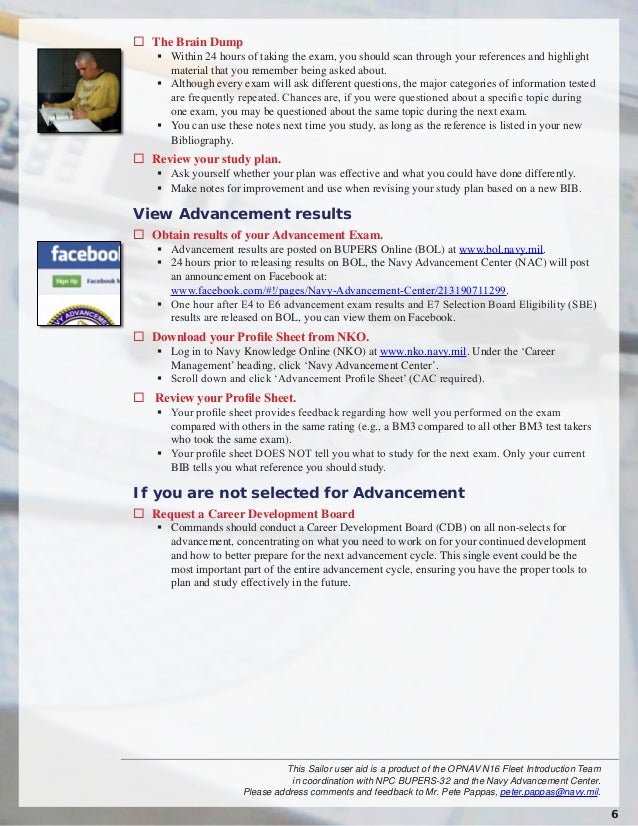how 2 prepare 4 navywide advancement exam navy advancement center profile sheets