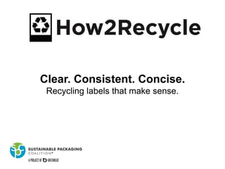 Clear. Consistent. Concise.
Recycling labels that make sense.
 