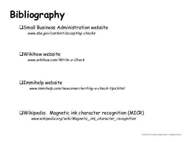 how to write a bibliography for a booklet