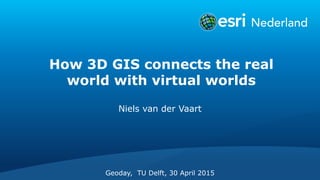 How 3D GIS connects the real
world with virtual worlds
Niels van der Vaart
Geoday, TU Delft, 30 April 2015
 