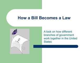 How a Bill Becomes a Law A look on how different branches of government work together in the United States 