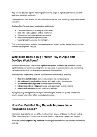 Enhancing Developer-Tester Transparency with Bug Tracking Systems | PDF