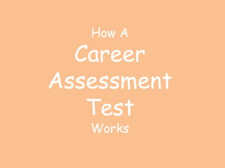 How A
Career
Assessment
Test
Works
 
