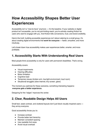 How Accessibility Shapes Better User Experiences: A Practical Guide for ...