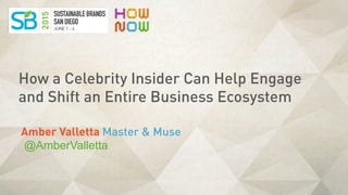 Amber Valletta Master & Muse
@AmberValletta
How a Celebrity Insider Can Help Engage
and Shift an Entire Business Ecosystem
 