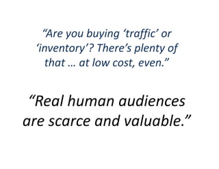 April 2017 / Page 19marketing.scienceconsulting group, inc.
linkedin.com/in/augustinefou
Good publishers protect advertisers
On-Site measurement,
bots are still coming
In-Ad measurement, bots
and data centers filtered
11% red
-9% (filtered GIVT
and data centers)
2% red
“Filter data center traffic and not call the ads”
 