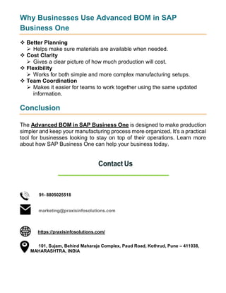 How Advanced BOM in SAP Business One Makes Manufacturing Easier | PDF