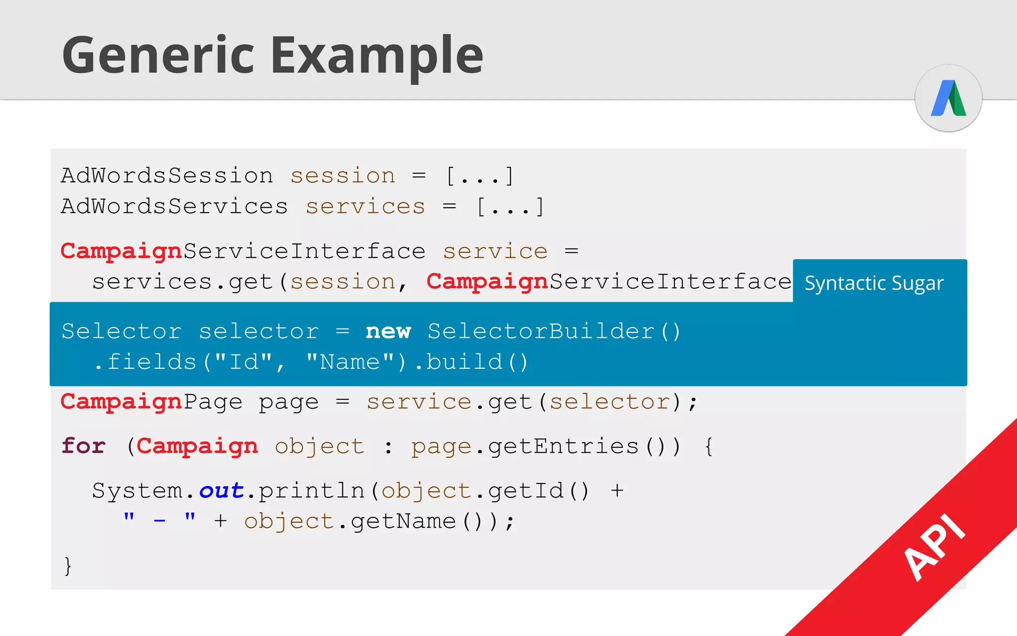 Ad Extensions
● UI: All extensions bundled in
one tab (GMB for locations)
● V201409: Feed Services Old :(
○ Define generic feed, add items,
map structure, associate with campaign
● V201502: Dedicated Services New!
○ Create extension feed items and add to ad group
/ campaign / customer
 