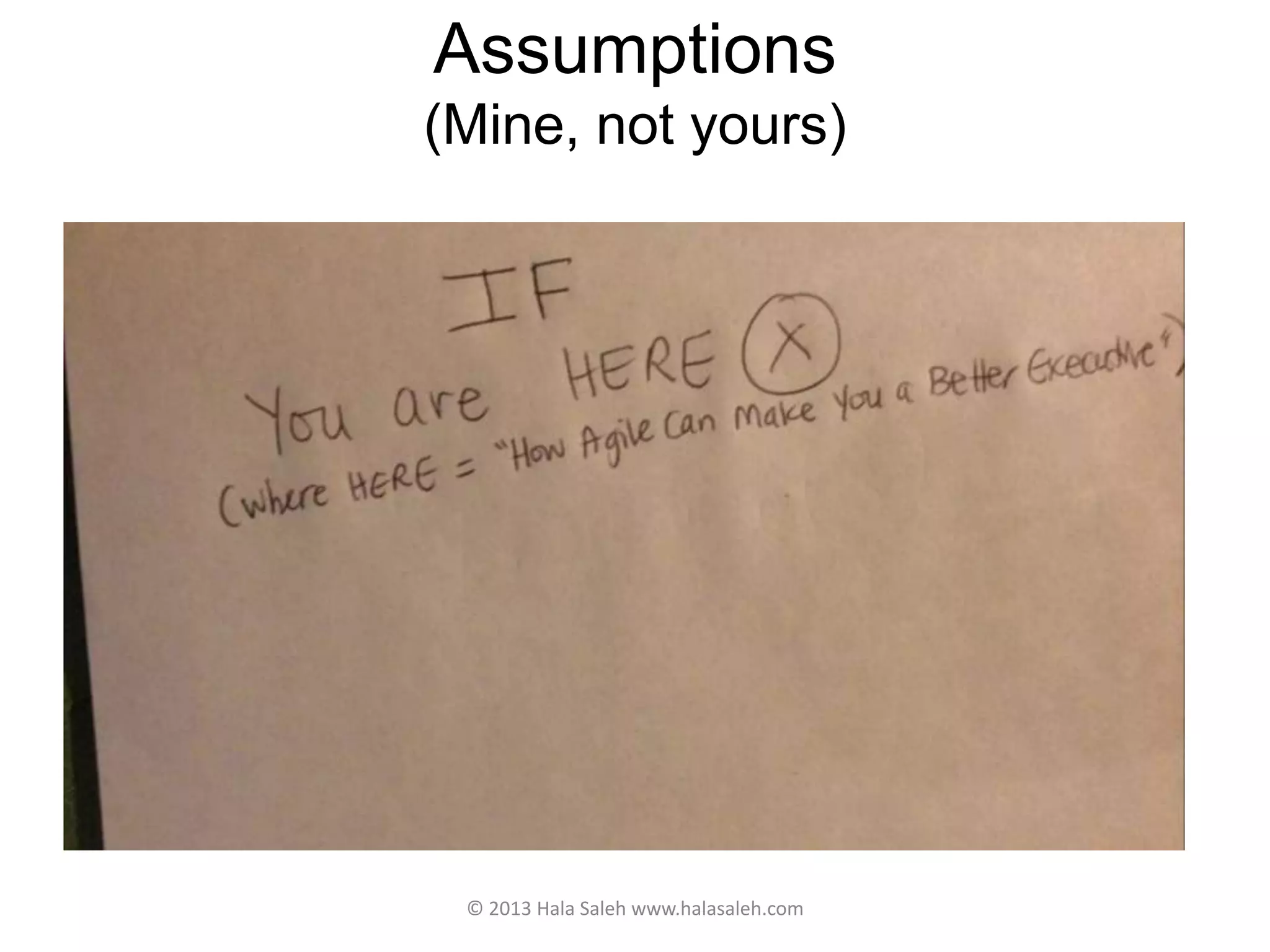 Assumptions
(Mine, not yours)
© 2013 Hala Saleh www.halasaleh.com
 