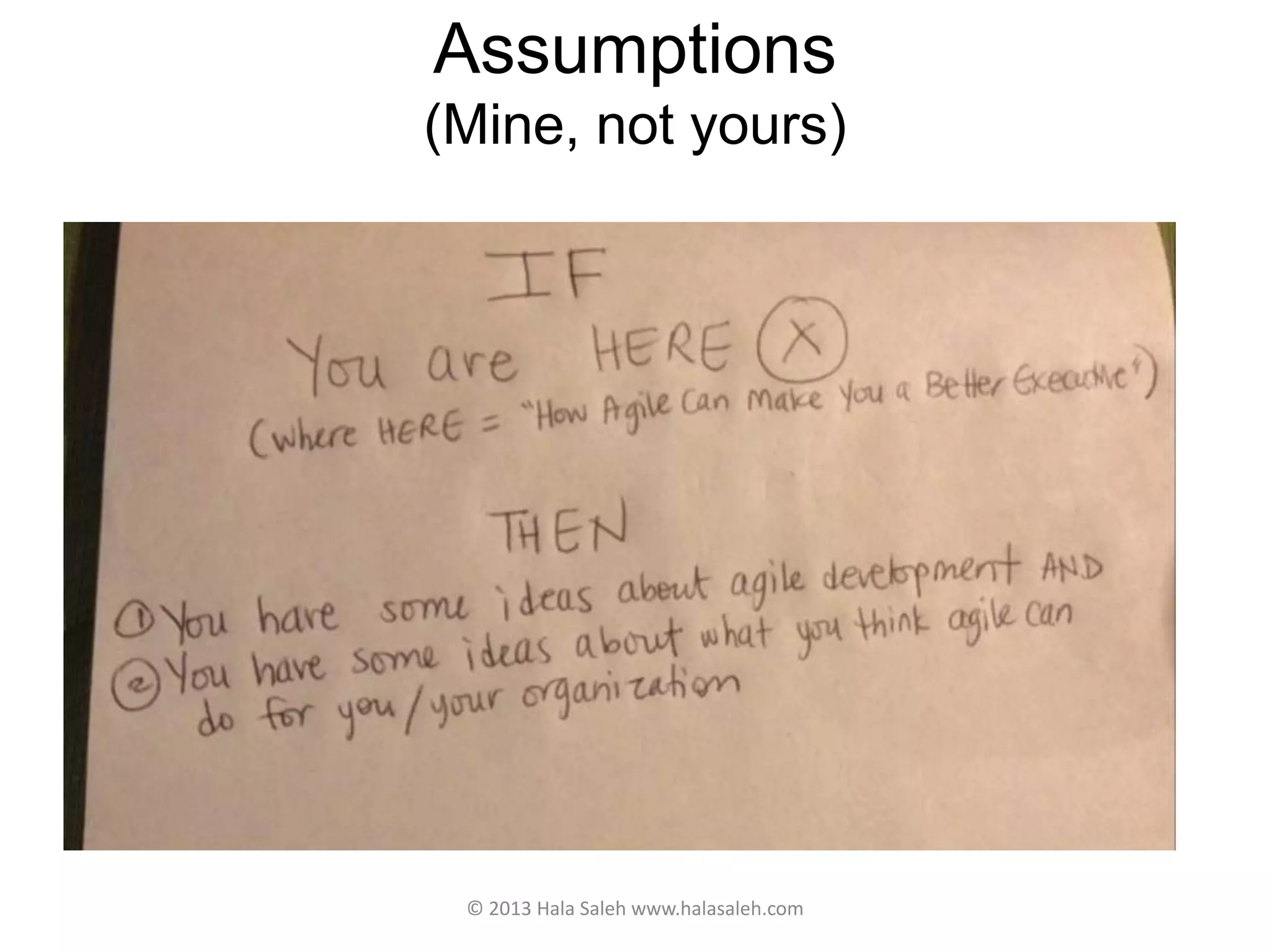 Assumptions
(Mine, not yours)
© 2013 Hala Saleh www.halasaleh.com
 