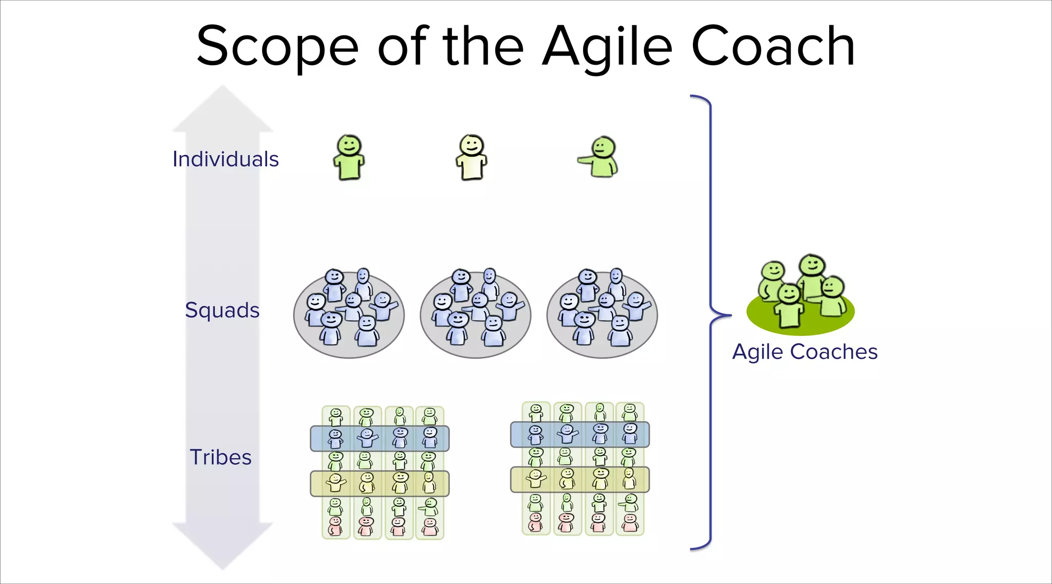 Scope of the Agile Coach
Individuals

Squads
Agile Coaches

Tribes

 