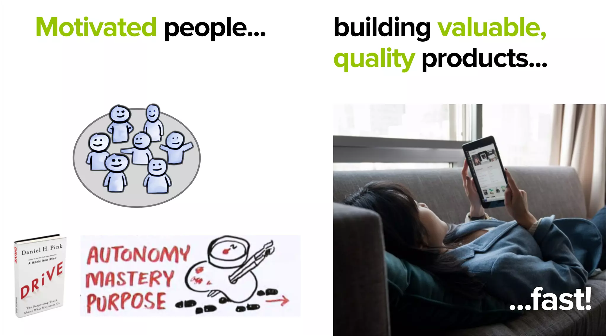 Motivated people...

building valuable,
quality products...

...fast!

 