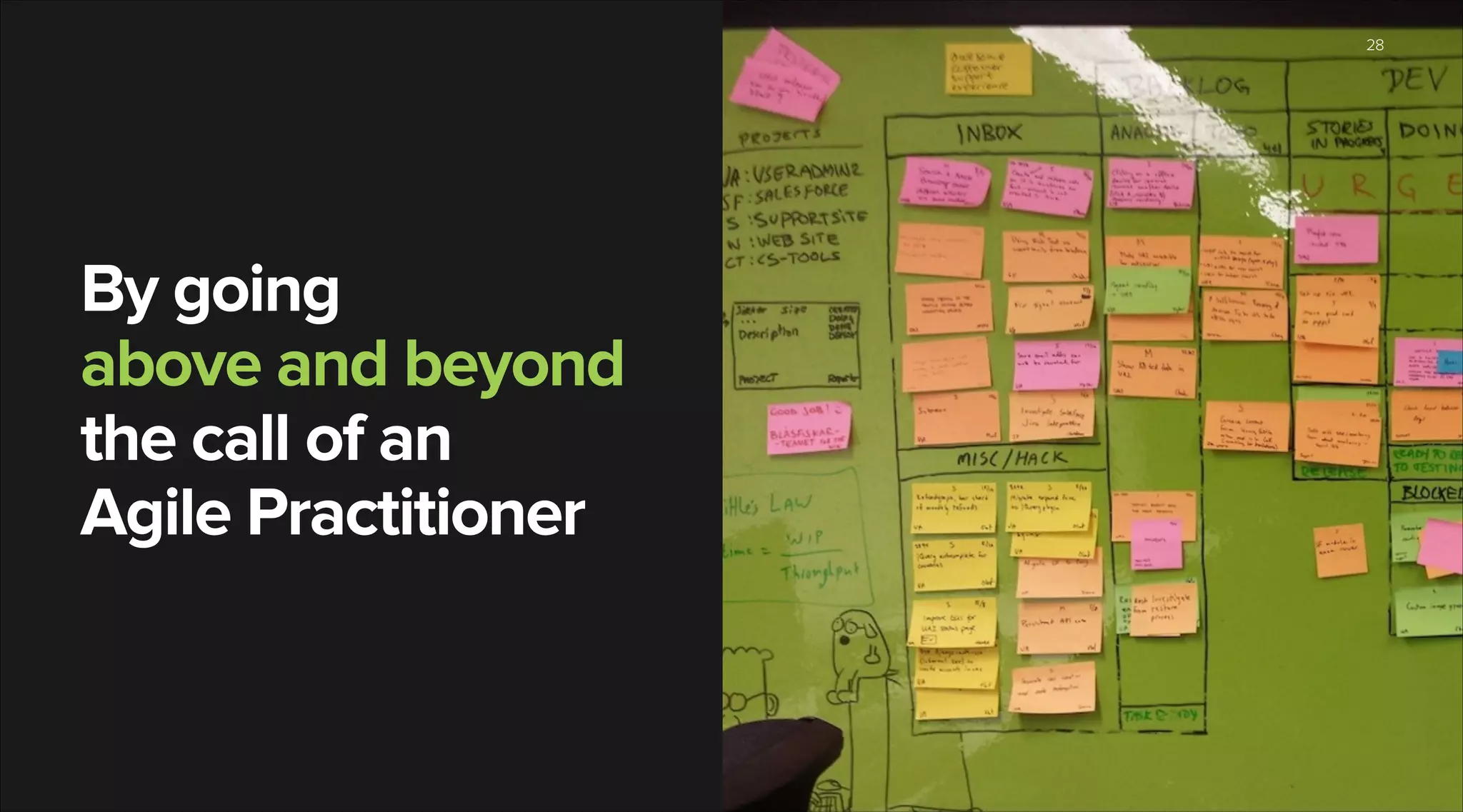 28

By going
above and beyond
the call of an
Agile Practitioner

 