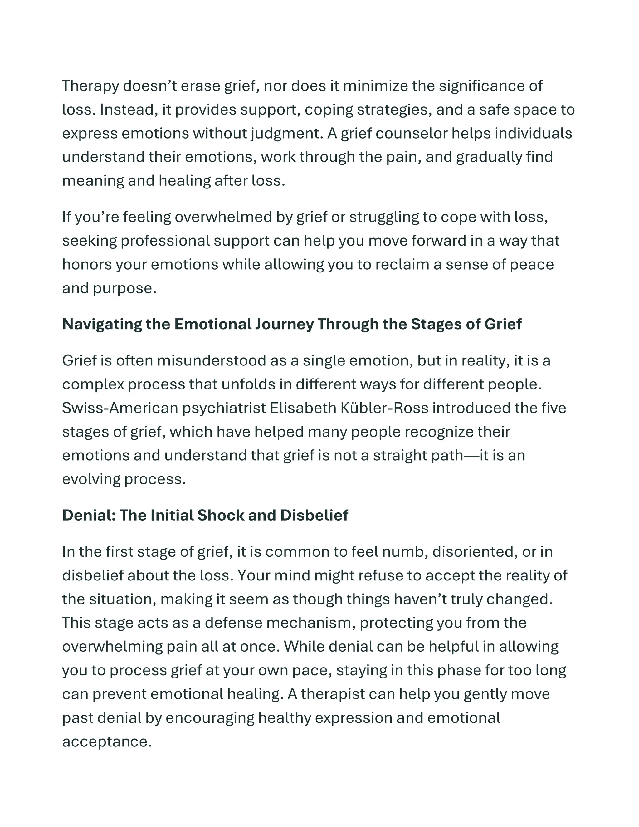How a Grief Counseling Therapist Can Guide You Through the Stages of ...