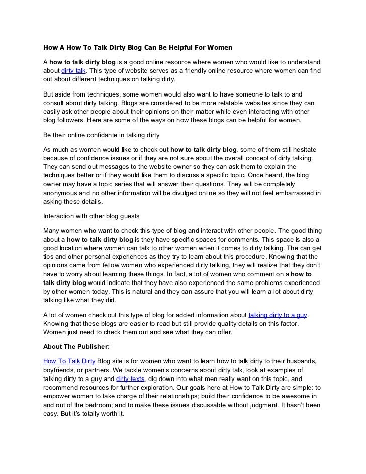 How A How To Talk Dirty Blog Can Be Helpful For Women