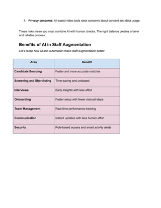 A Comprehensive Guide to AI and Automation in Staff Augmentation | PDF