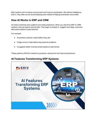 A Comprehensive Guide to AI in ERP and CRM Development | PDF