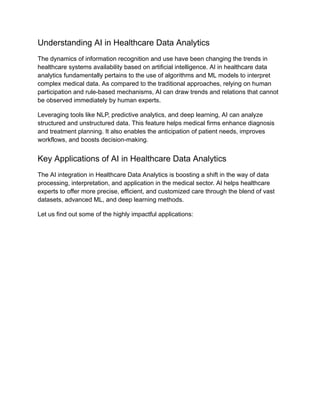 How AI is Revolutionizing Healthcare Data Analytics | PDF