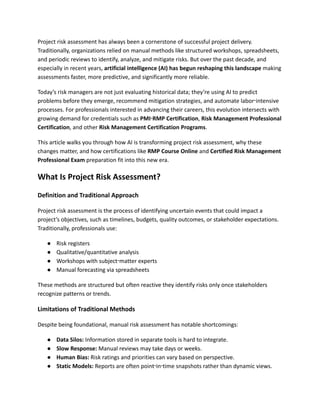 How AI is Revolutionizing Project Risk Assessment and Certification ...