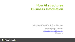 How AI structures
Business Information
Nicolas BOMBOURG – Findout
Managing Director
nicolas.bombourg@findout.com
@Findout_ltd
 