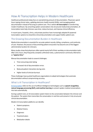 How AI Transcription Revolutionizes Clinical Documentation in ...