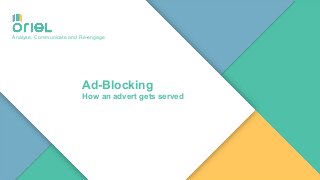 11
Analyse, Communicate and Re-engage
Ad-Blocking
How an advert gets served
 