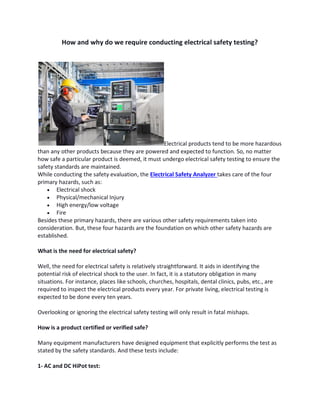How and why do we require conducting electrical safety testing? | PDF