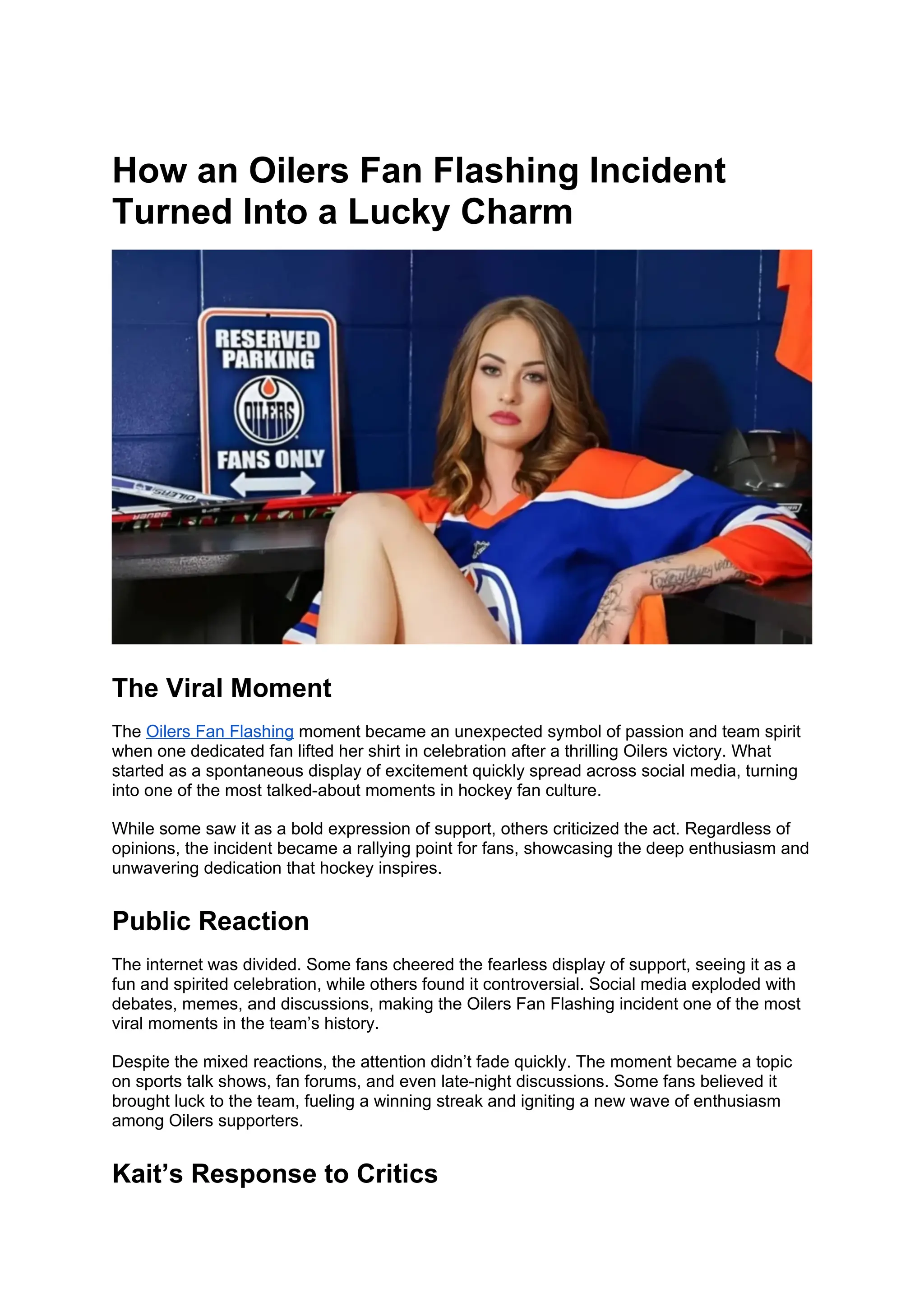 How the Oilers Fan Flashing Incident Became a Symbol of Team Spirit | PDF
