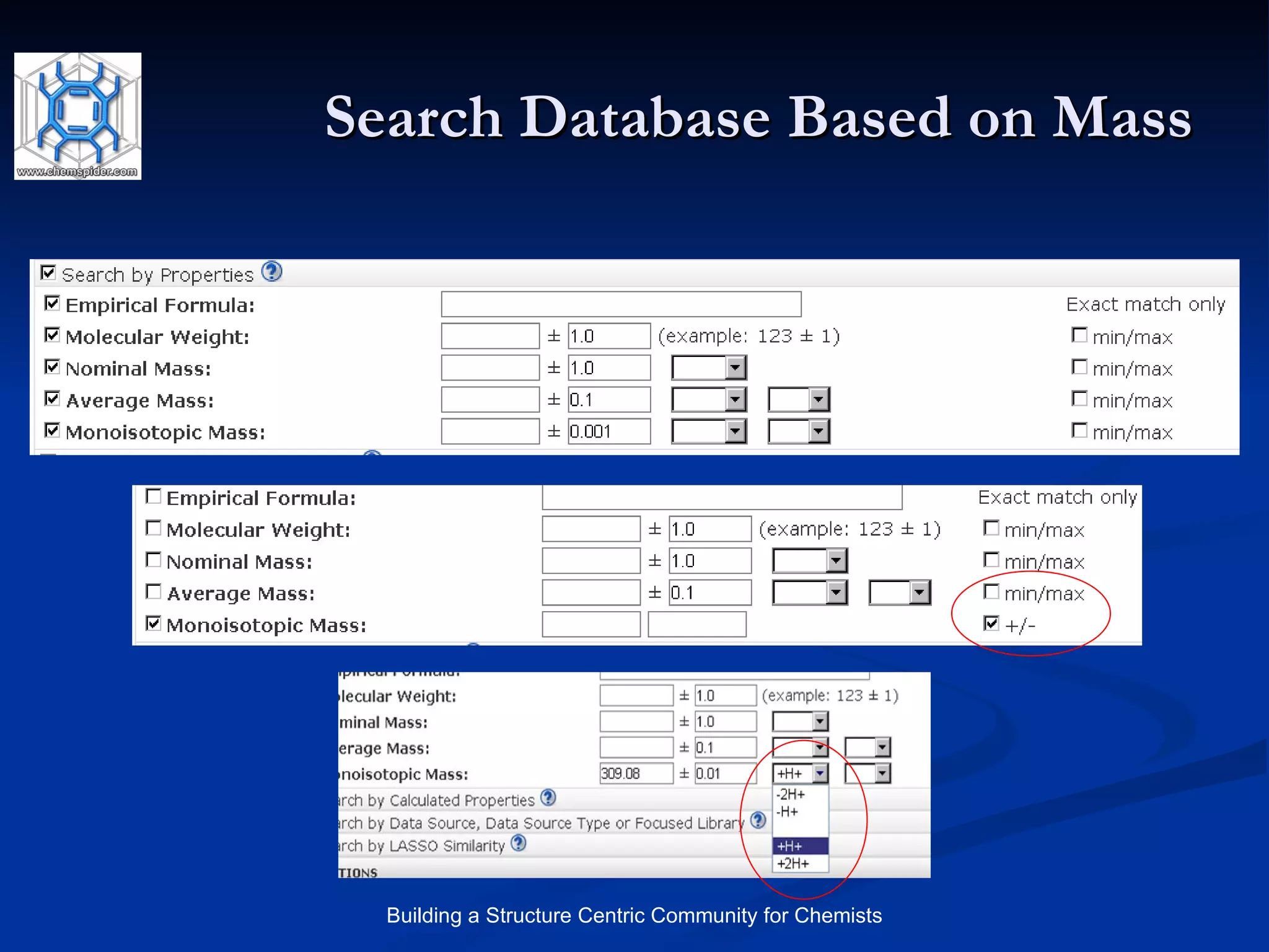Search Database Based on Mass 