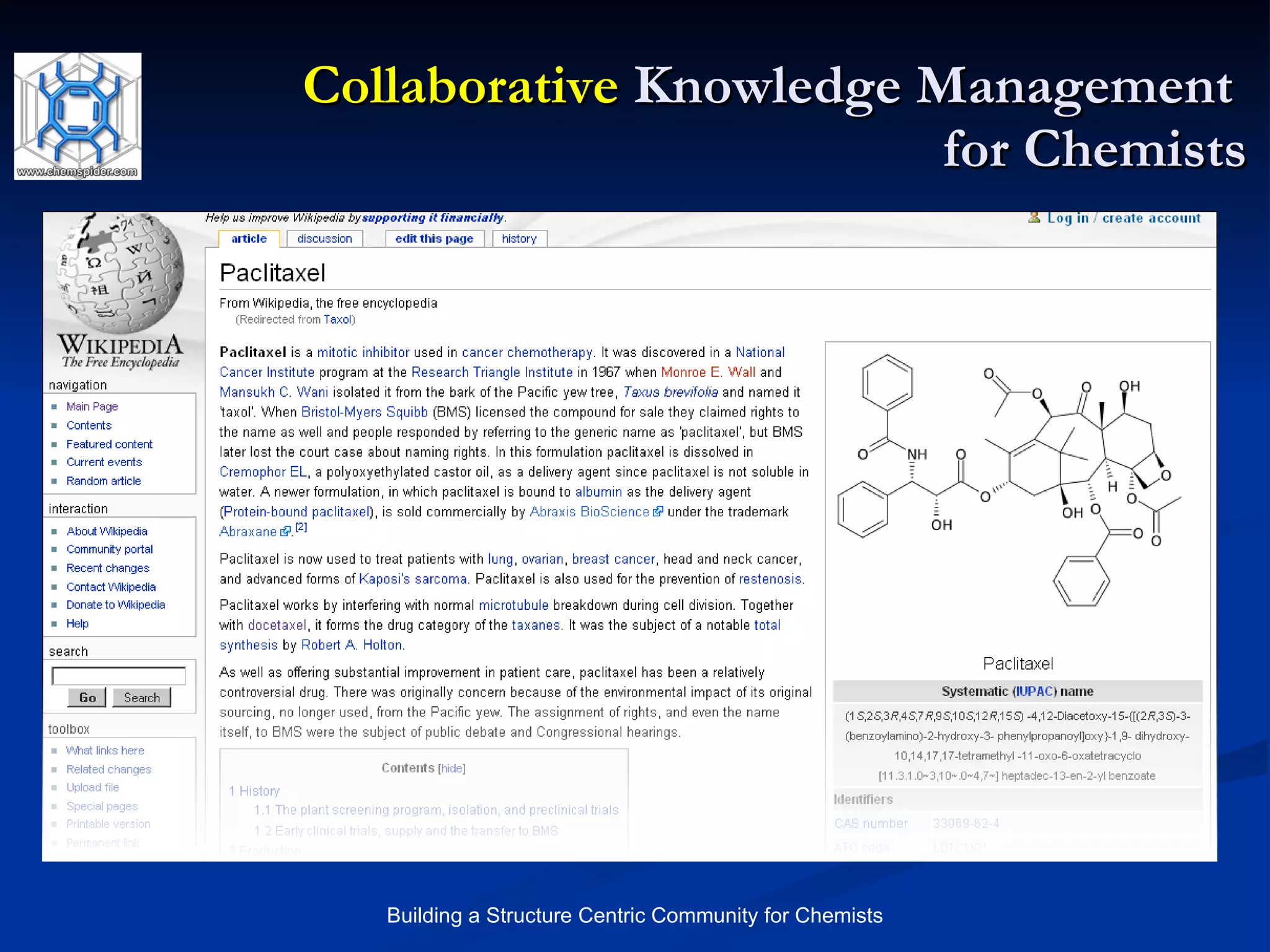 Collaborative  Knowledge Management  for Chemists 