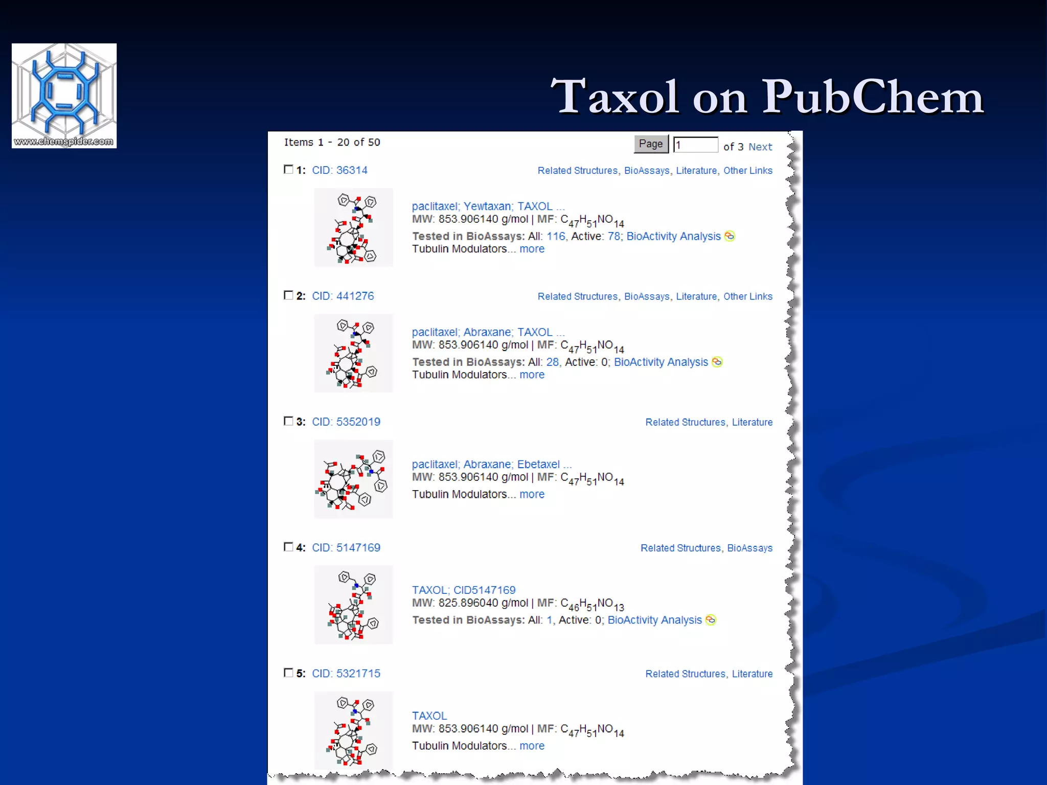 Taxol on PubChem 