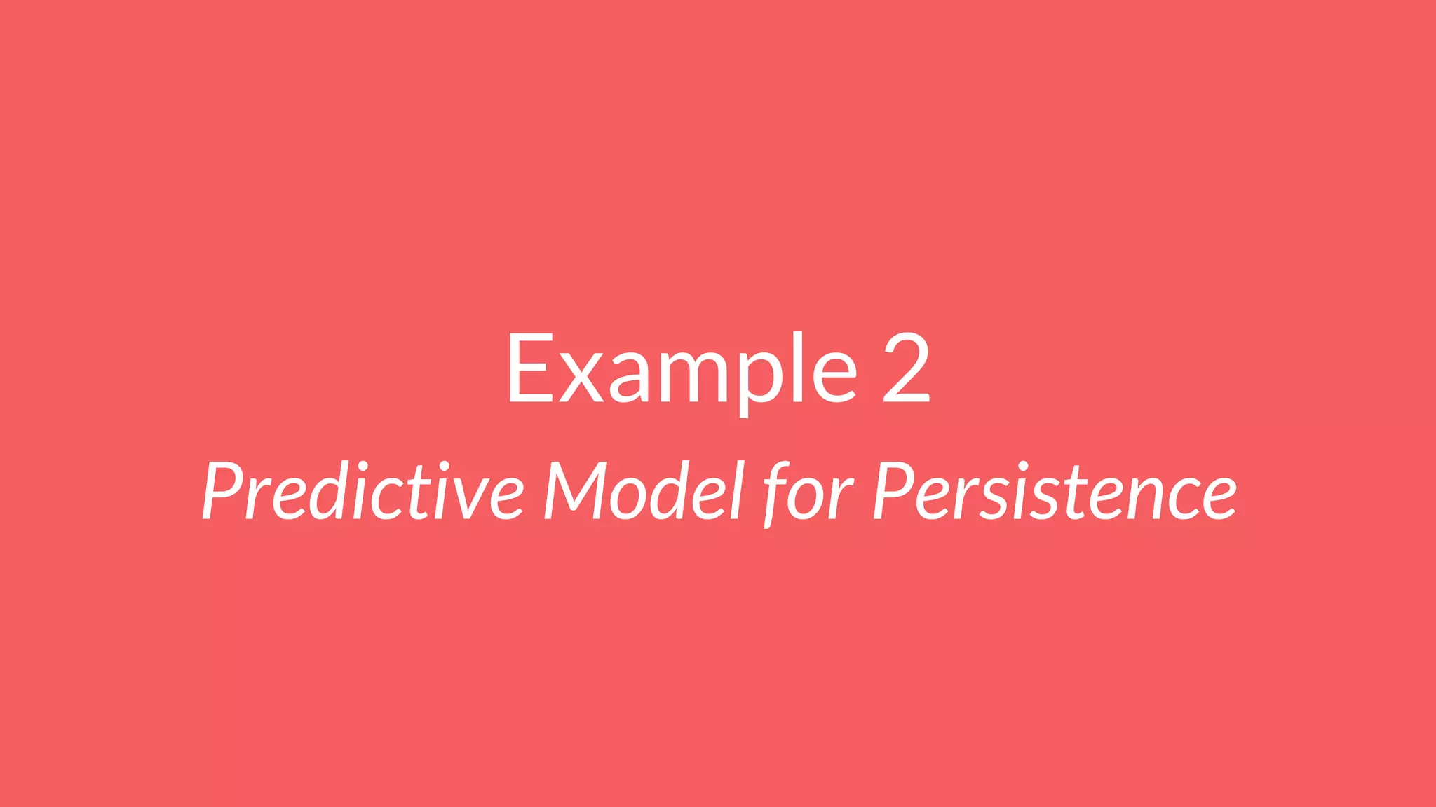 Example 2
Predictive Model for Persistence
 