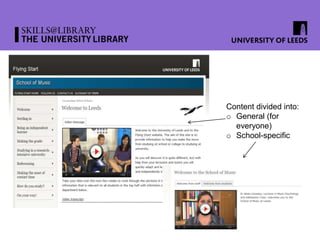 Content divided into:
o General (for
everyone)
o School-specific
 
