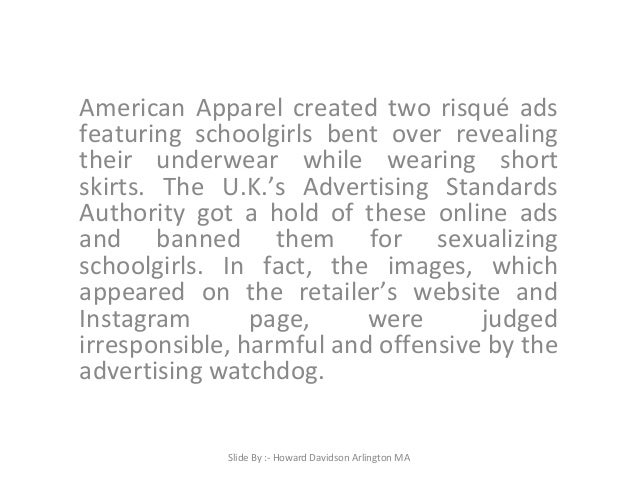 Howard Davidson Arlington MA - UK Bans American Apparel's ...