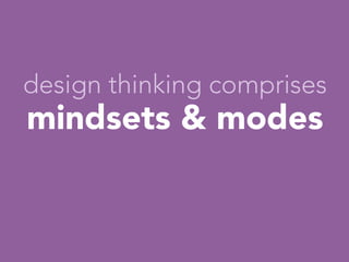 design thinking comprises
    mindsets & modes
                



 