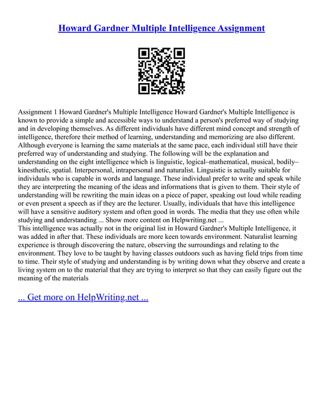 Howard Gardner Multiple Intelligence Theories | PDF