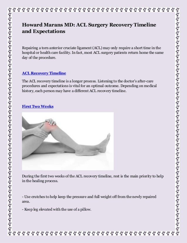 Howard Marans Md Acl Surgery Recovery Timeline And Expectations