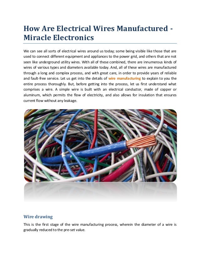 How Are Electrical Wires Manufactured? Miracle Electronics