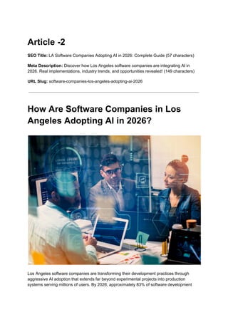 How Are Software Companies in Los Angeles Adopting AI in 2026? | PDF