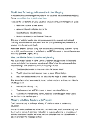 Enhancing Teaching Effectiveness Through Curriculum Mapping | PDF